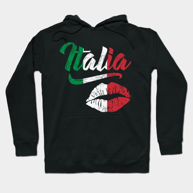 Italia Lips Kiss Flag Italy Italian Italiano Hoodie by E